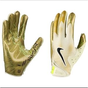Nike Vapor Jet 8.0 Energy Football Gloves Metallic Gold White‎ Men's Size XL New